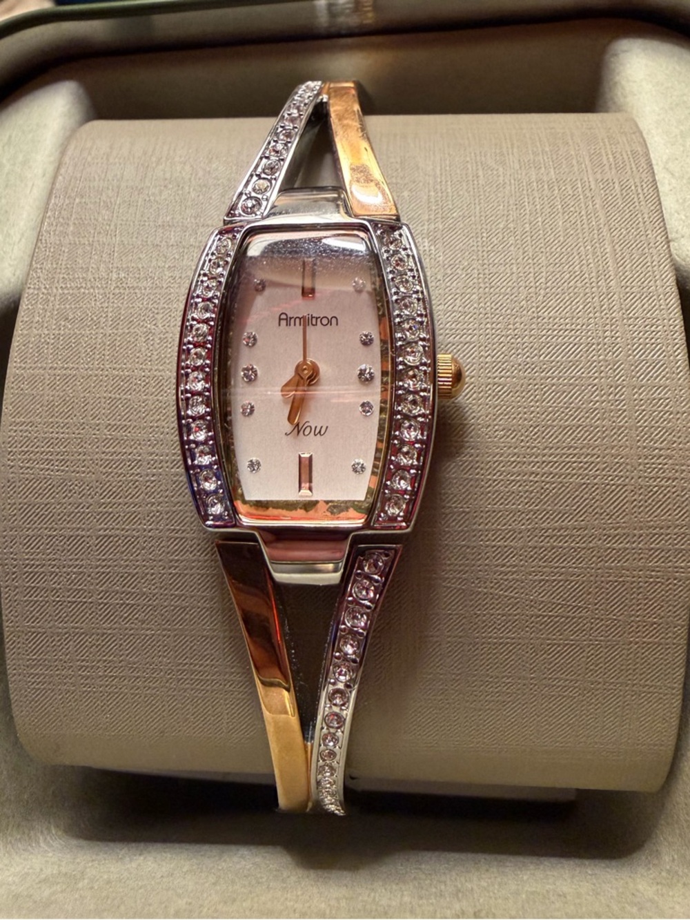 Armitron Now - Women's Two-Tone Rose Gold and Silver Crystal Bracelet Watch